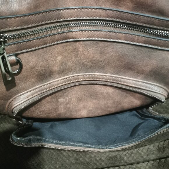 Coffee/Gunmetal Faux Leather Backpack NWOT #227 - Picture 3 of 9